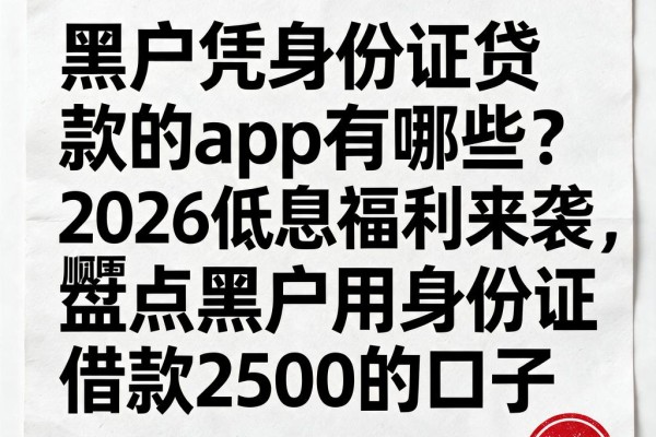 黑户凭身份证贷款的app有哪些？2026低息福利来袭，顺便盘点黑户用身份证借款2500的口子