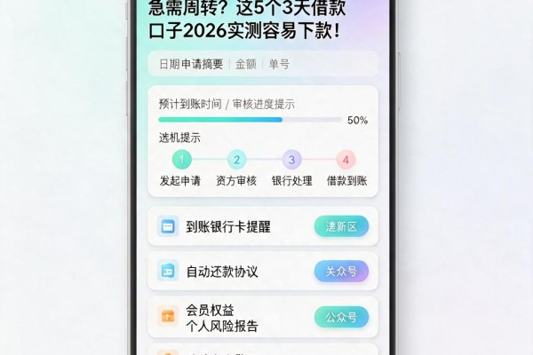 急需周转?这5个3天借款口子2026实测容易下款!