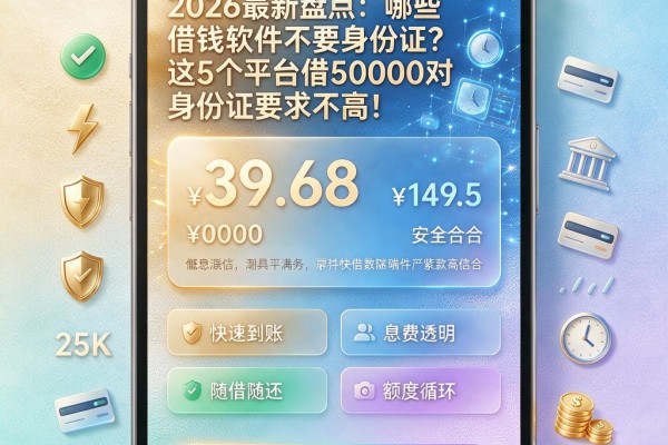 2026最新盘点：哪些借钱软件不要身份证？这5个平台借50000对身份证要求不高！
