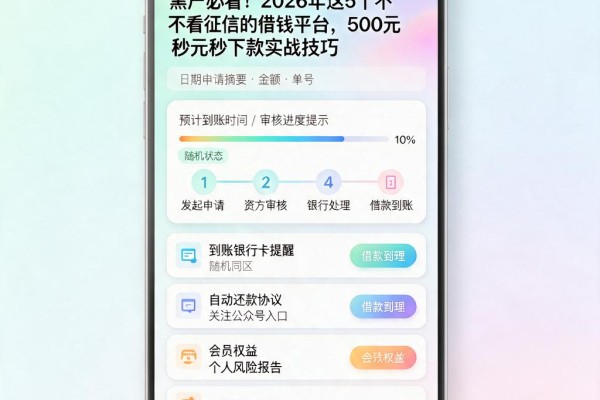 黑户必看!2026年这5个不看征信的借钱平台,500元秒下款实战技巧