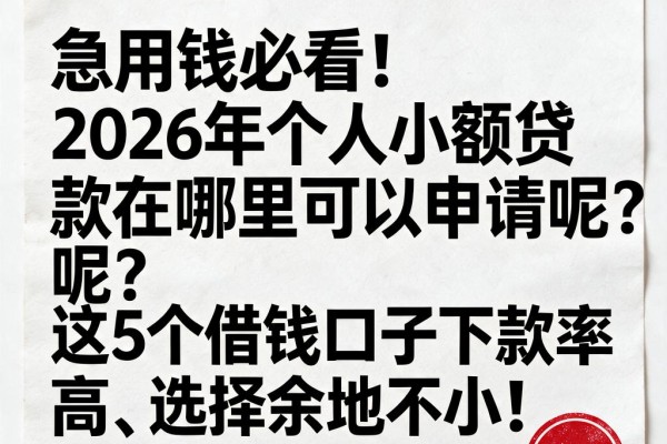 急用钱必看!2026年个人小额贷款在哪里可以申请呢?这5个借钱口子下款率高、选择余地不小!