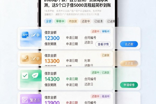 2026必下款!百分百黑户贷款app实测,这5个口子借5000流程超简秒到账