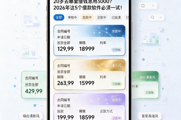 20岁去哪里借钱急用3000?2026年这5个借款软件必须一试!
