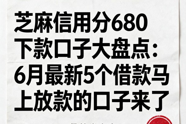 芝麻信用分680下款口子大盘点:6月最新5个借款马上放款的口子来了
