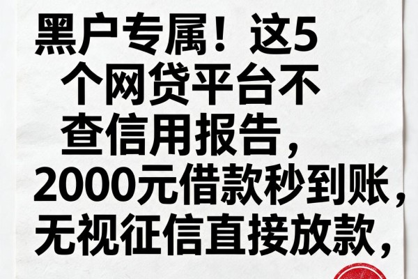 黑户专属!这5个网贷平台不查信用报告,2000元借款秒到账,无视征信直接放款