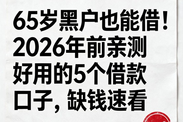 65岁黑户也能借!2026年前亲测好用的5个借款口子,缺钱速看