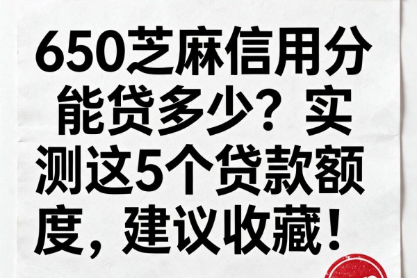 650芝麻信用分能贷多少?实测这5个贷款额度,建议收藏!