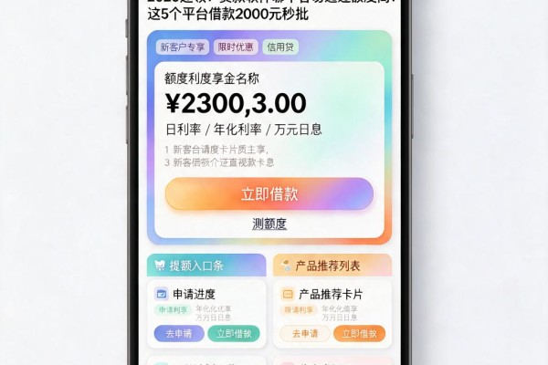 2026速领！贷款软件哪个容易通过额度高？这5个平台借款2000元秒批