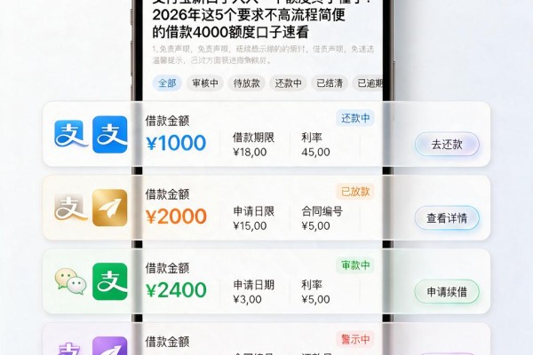 支付宝新口子人人一千额度终于懂了！2026年这5个要求不高流程简便的借款4000额度口子速看