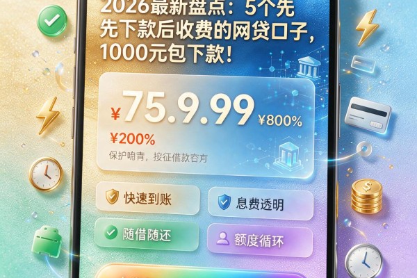 2026最新盘点：5个先下款后收费的网贷口子，1000元包下款！