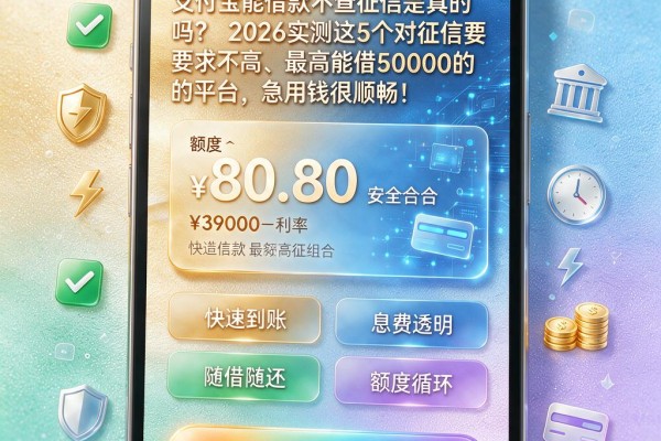 支付宝能借款不查征信是真的吗?2026实测这5个对征信要求不高、最高能借50000的平台,急用钱很顺畅!