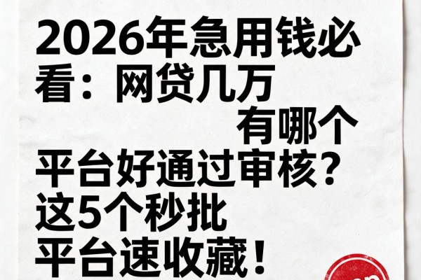 2026年急用钱必看：网贷几万有哪个平台好通过审核？这5个秒批平台速收藏！