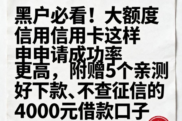 黑户必看！大额度信用卡这样申请成功率更高，附赠5个亲测好下款、不查征信的4000元借款口子