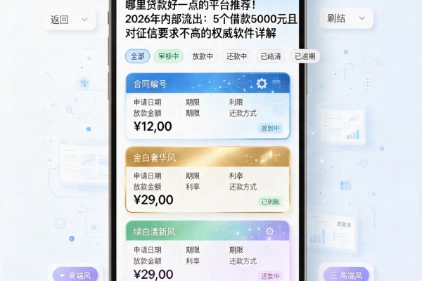 哪里贷款好一点的平台推荐!2026年内部流出:5个借款5000元且对征信要求不高的权威软件详解