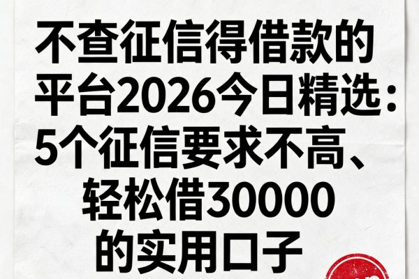 不查征信得借款的平台2026今日精选：5个征信要求不高、轻松借30000的实用口子