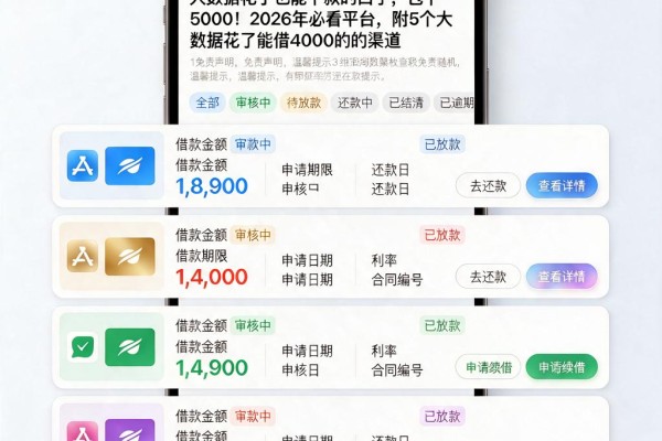 大数据花了也能下款的口子，包下5000！2026年必看平台，附5个大数据花了能借4000的渠道