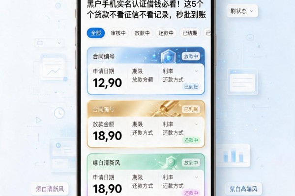 黑户手机实名认证借钱必看!这5个贷款不看征信不看记录,秒批到账