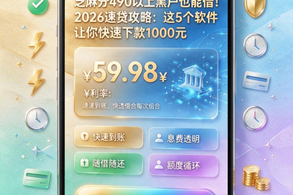 芝麻分490以上黑户也能借！2026速贷攻略：这5个软件让你快速下款1000元