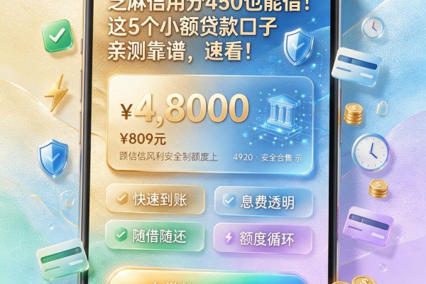 芝麻信用分450也能借！这5个小额贷款口子亲测靠谱，速看！
