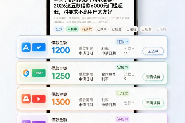 苹果手机网贷必下app推荐!2026这五款借款6000元门槛超低,对要求不高用户太友好