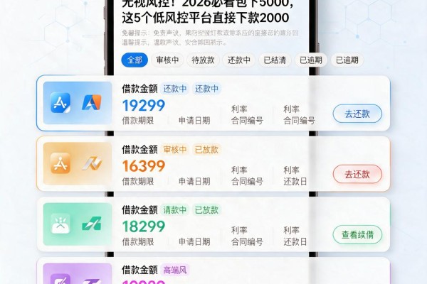 无视风控!2026必看包下5000,这5个低风控平台直接下款2000
