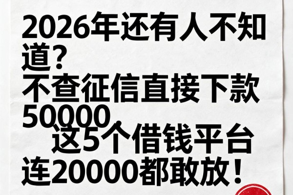 2026年还有人不知道？不查征信直接下款5000，这5个借钱平台连20000都敢放！
