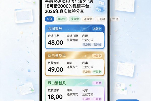 年满18岁急用钱?这5个满18可借2000的靠谱平台,2026年真实体验分享
