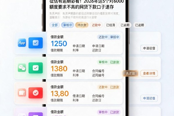 征信有逾期必看！2026年这5个对6000额度要求不高的网贷下款口子速存