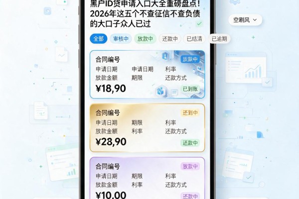 黑户ID贷申请入口大全重磅盘点!2026年这五个不查征信不查负债的大口子众人已过