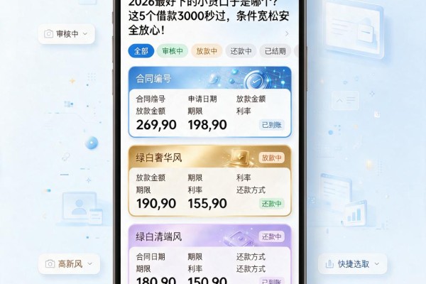2026最好下的小贷口子是哪个?这5个借款3000秒过,条件宽松安全放心!