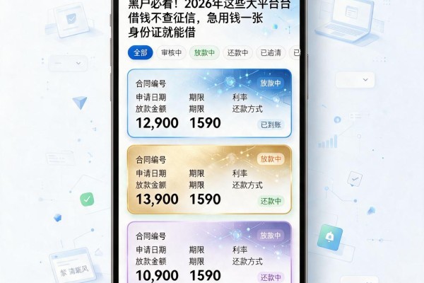 黑户必看!2026年这些大平台借钱不查征信,急用钱一张身份证就能借