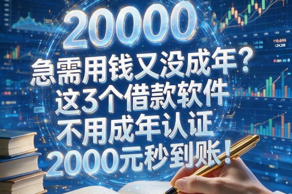 急需用钱又没成年？这3个借款软件不用成年认证，2000元秒到账！