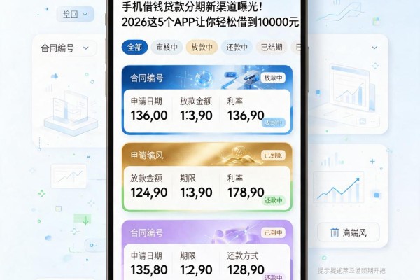 手机借钱贷款分期新渠道曝光!2026这5个APP让你轻松借到10000元