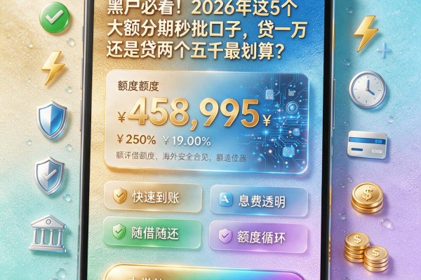 黑户必看！2026年这5个大额分期秒批口子，贷一万还是贷两个五千最划算？