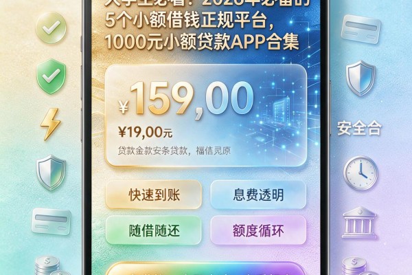 大学生必看!2026年必备的5个小额借钱正规平台,1000元小额贷款APP合集