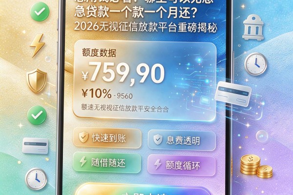 急用钱必看！哪里可以无息贷款一个月还？2026无视征信放款平台重磅揭秘