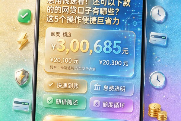 急用钱速看！还可以下款的网贷口子有哪些？这5个操作便捷巨省力