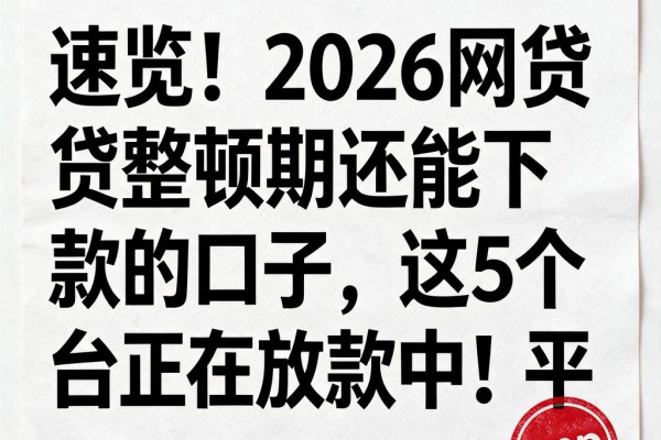 速览!2026网贷整顿期还能下款的口子,这5个平台正在放款中!