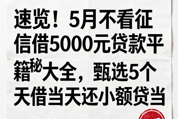 速览!5月不看征信借5000元贷款平台秘籍大全,甄选5个当天借当天还小额贷