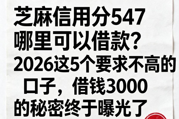 芝麻信用分547哪里可以借款?2026这5个要求不高的口子,借钱3000的秘密终于曝光了