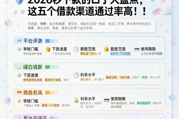 好下的大额贷款有哪些？2026秒下款的口子大盘点，这五个借款渠道通过率高！