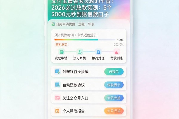 支付宝最容易贷款的平台!2026必过放款实测:5个3000元秒到账借款口子