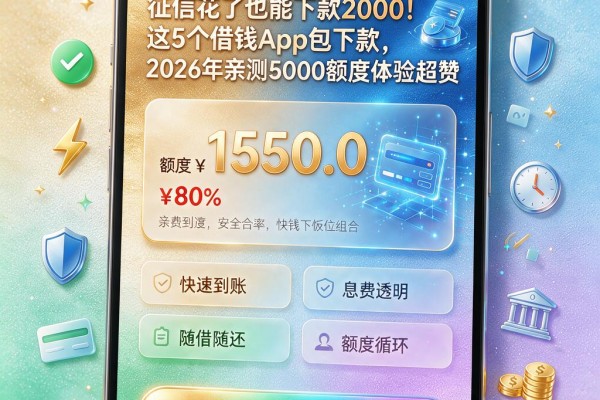 征信花了也能下款2000！这5个借钱App包下款，2026年亲测5000额度体验超赞