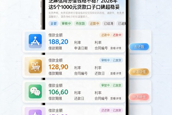 芝麻信用分借钱稳不稳?2026年这5个1000元贷款口子口碑超稳妥