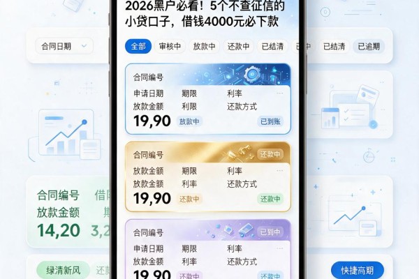 2026黑户必看！5个不查征信的小贷口子，借钱4000元必下款