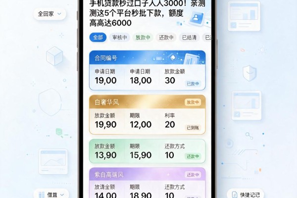 手机贷款秒过口子人人3000!亲测这5个平台秒批下款,额度高达6000
