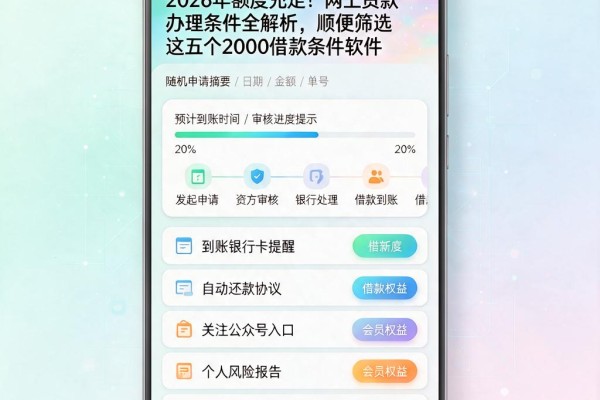 2026年额度充足!网上贷款办理条件全解析,顺便筛选这五个2000借款条件软件