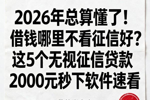 2026年总算懂了！借钱哪里不看征信好？这5个无视征信贷款2000元秒下软件速看