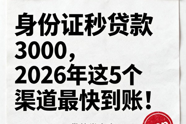 身份证秒贷款3000,2026年这5个渠道最快到账!