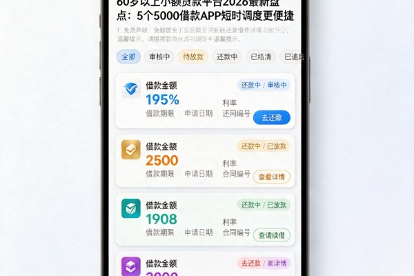 60岁以上小额贷款平台2026最新盘点:5个5000借款APP短时调度更便捷